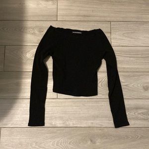 Brandy Melville Off the Shoulder Black Long Sleeve Shirt